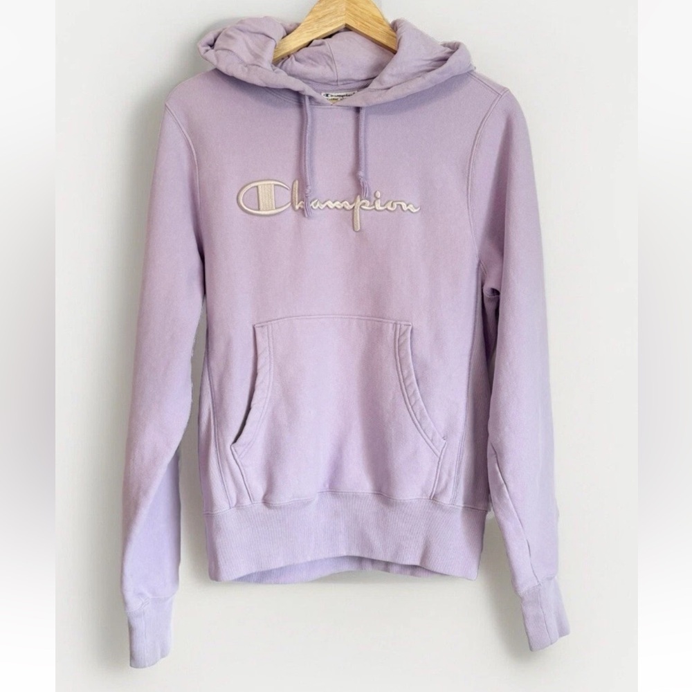 Vintage Champion Y2K Small Reverse Weave Pullover Hoodie Lavender Streetwear